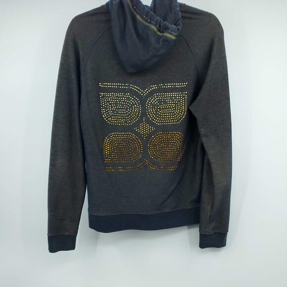 BCBGMaxAzria Rhinestone Logo Zip Up Hooded Sweater Large - Picture 7 of 8